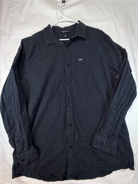 Vision Street Wear Black Speckled Long-Sleeve Button-Down Shirt